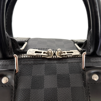 Louis Vuitton Keepall 45 mit Schulterriemen in Damier Graphite Canvas N41418 Schwarz / gut Louis Vuitton