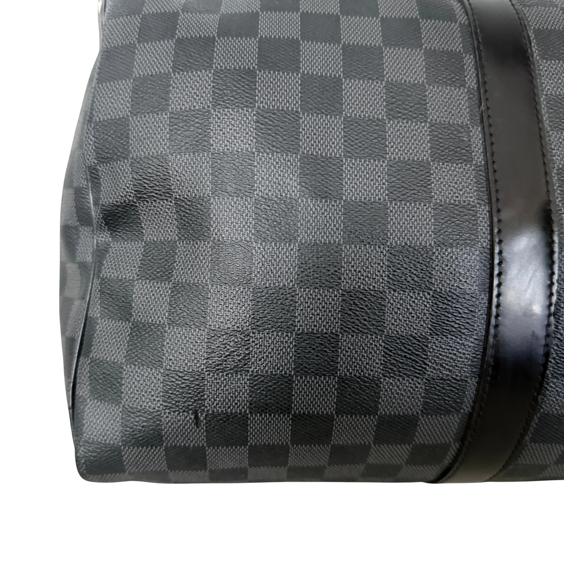 Louis Vuitton Keepall 45 mit Schulterriemen in Damier Graphite Canvas N41418 Schwarz / gut Louis Vuitton