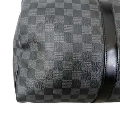 Louis Vuitton Keepall 45 mit Schulterriemen in Damier Graphite Canvas N41418 Schwarz / gut Louis Vuitton