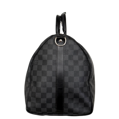 Louis Vuitton Keepall 45 mit Schulterriemen in Damier Graphite Canvas N41418 Schwarz / gut Louis Vuitton