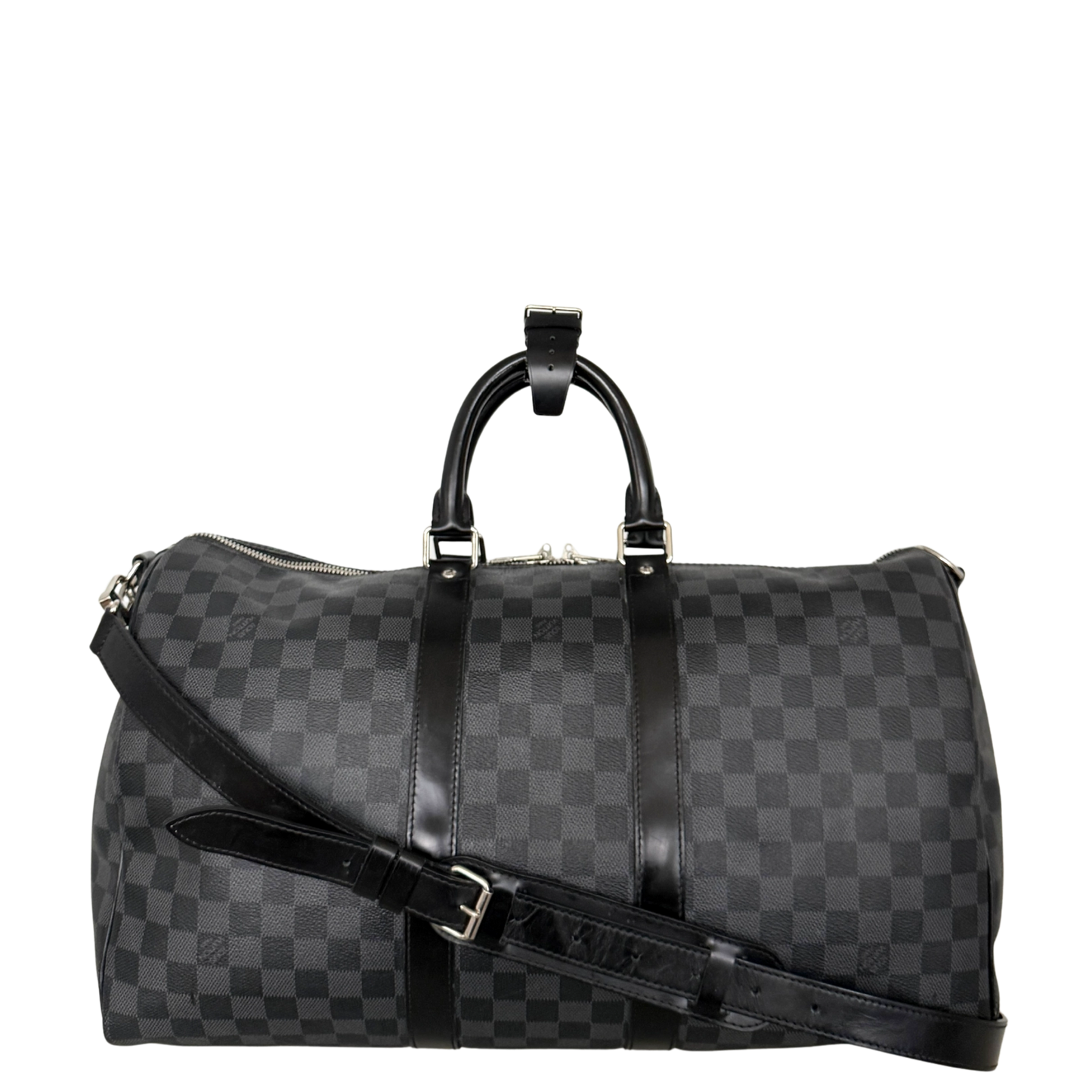 Louis Vuitton Keepall 45 mit Schulterriemen in Damier Graphite Canvas N41418 Schwarz / gut Louis Vuitton
