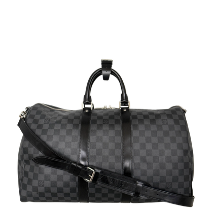 Louis Vuitton Keepall 45 mit Schulterriemen in Damier Graphite Canvas N41418 Schwarz / gut Louis Vuitton