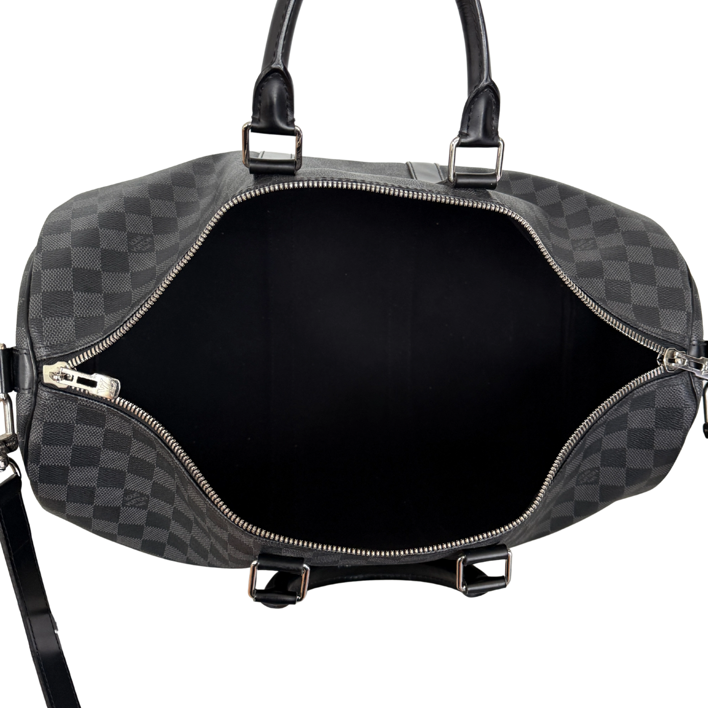 Louis Vuitton Keepall 45 mit Schulterriemen in Damier Graphite Canvas N41418 Schwarz / gut Louis Vuitton