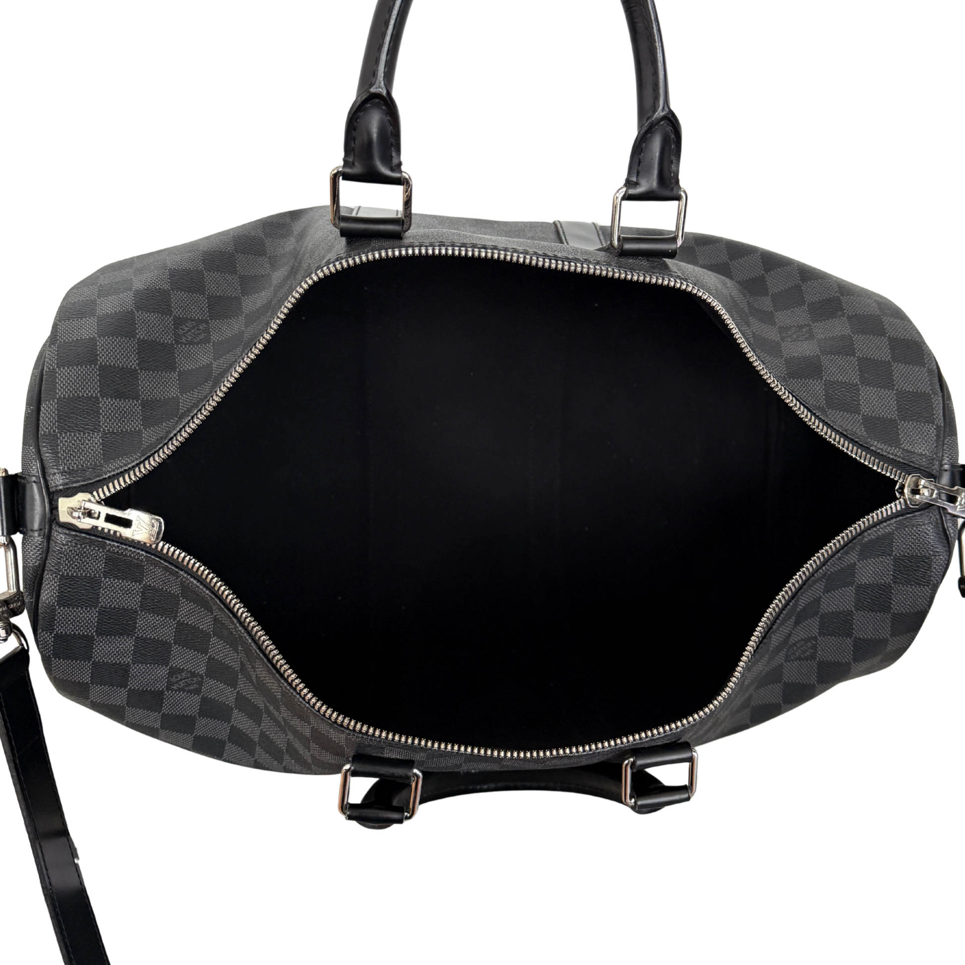 Louis Vuitton Keepall 45 mit Schulterriemen in Damier Graphite Canvas N41418 Schwarz / gut Louis Vuitton