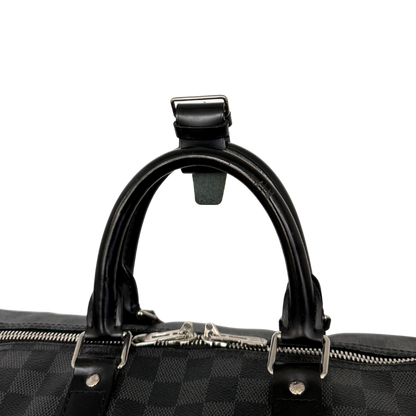 Louis Vuitton Keepall 45 mit Schulterriemen in Damier Graphite Canvas N41418 Schwarz / gut Louis Vuitton