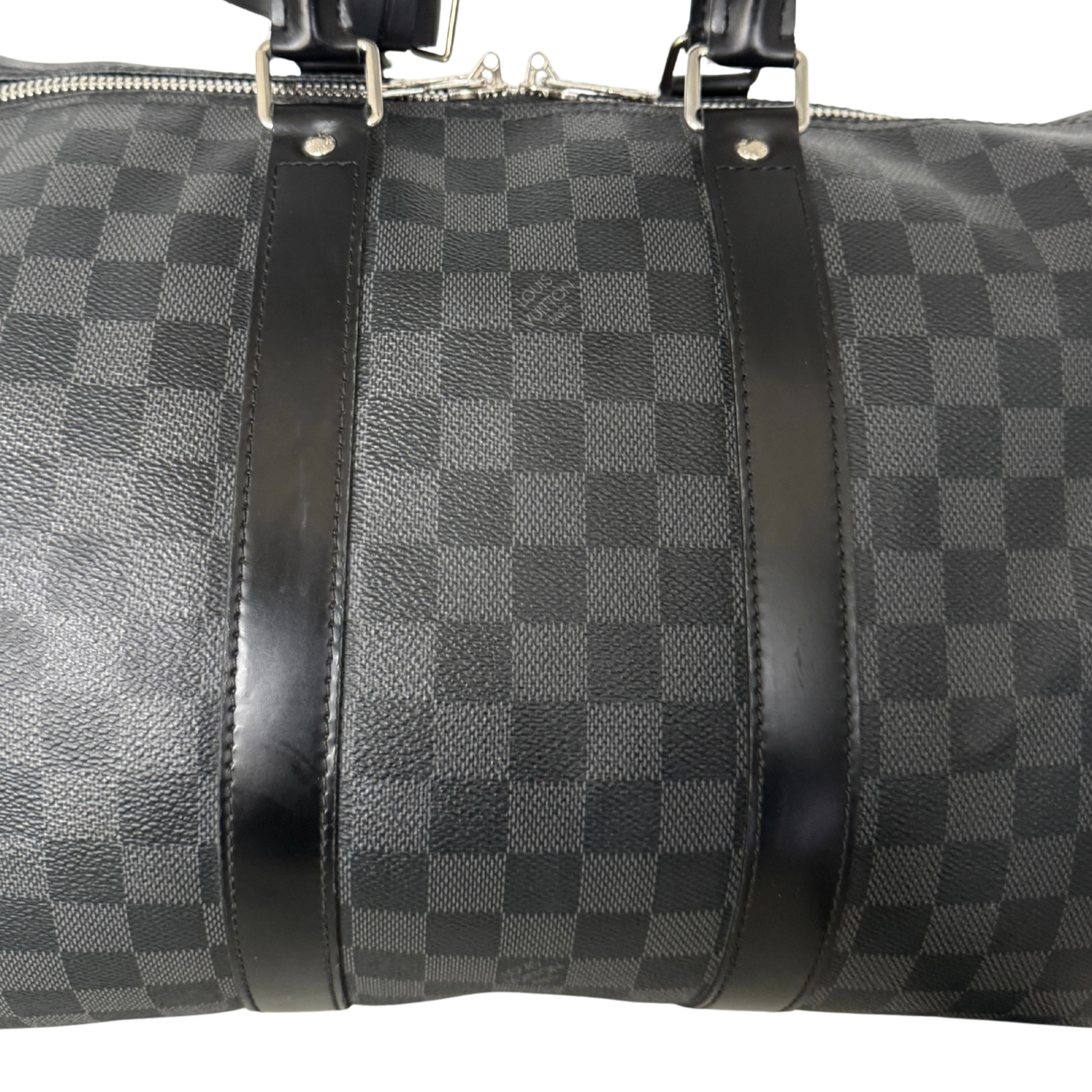 Louis Vuitton Keepall 45 mit Schulterriemen in Damier Graphite Canvas N41418 Schwarz / gut Louis Vuitton