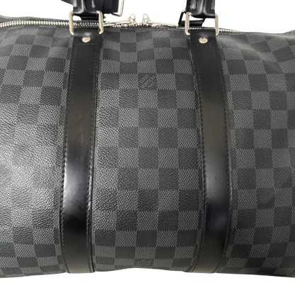 Louis Vuitton Keepall 45 mit Schulterriemen in Damier Graphite Canvas N41418 Schwarz / gut Louis Vuitton