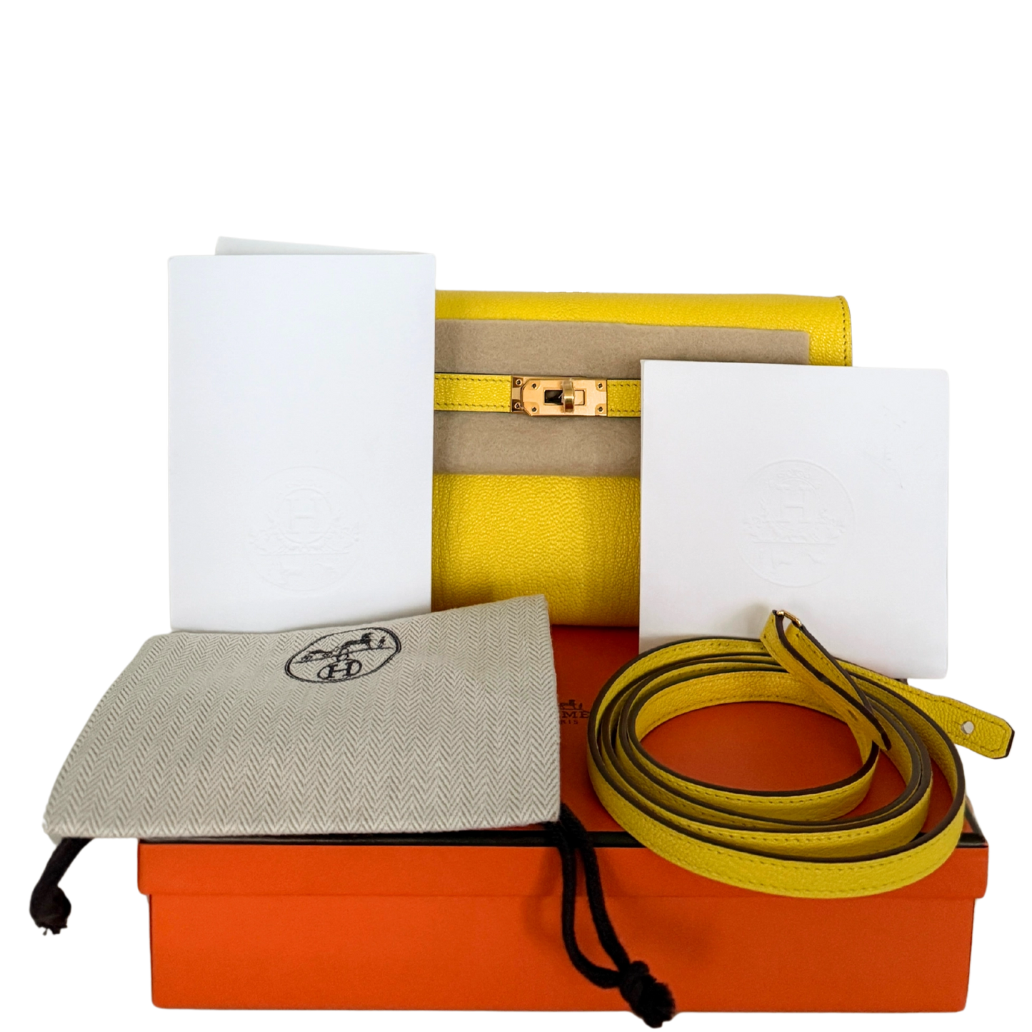 Hermès Kelly To Go Jaune Citron Fullset / neuwertig Hermès