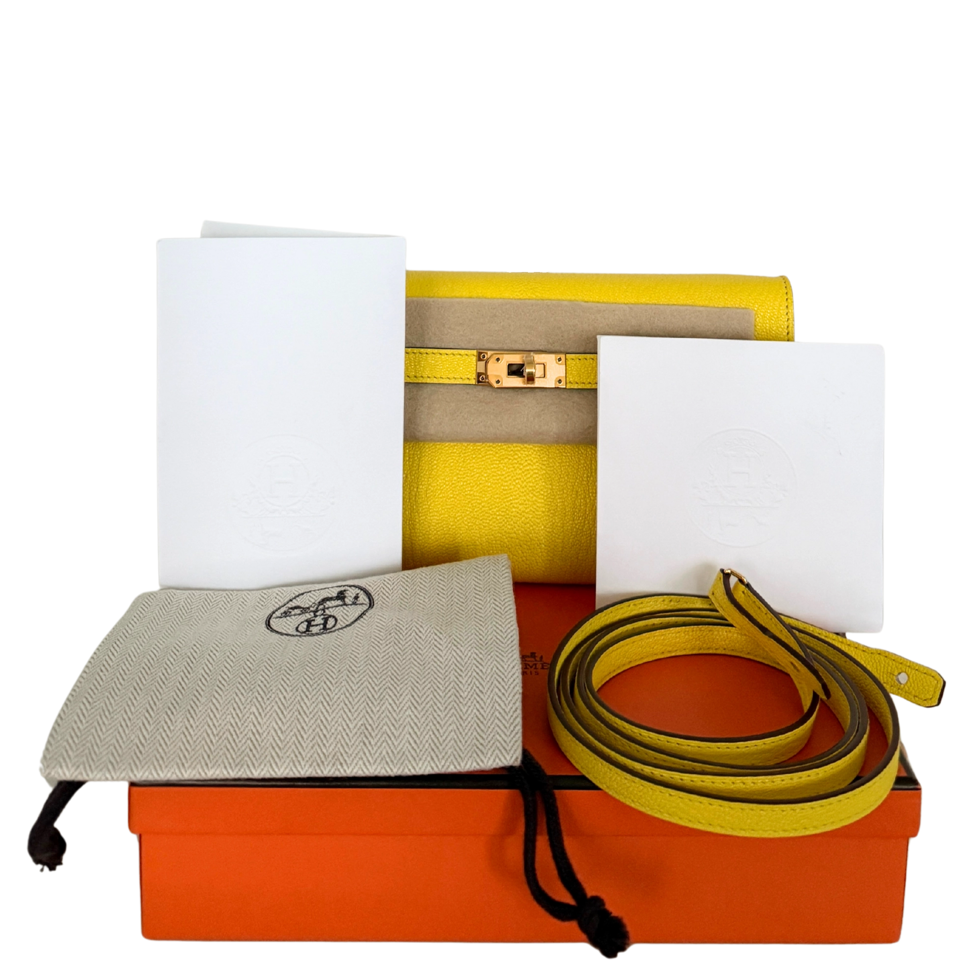 Hermès Kelly To Go Jaune Citron Fullset / neuwertig Hermès