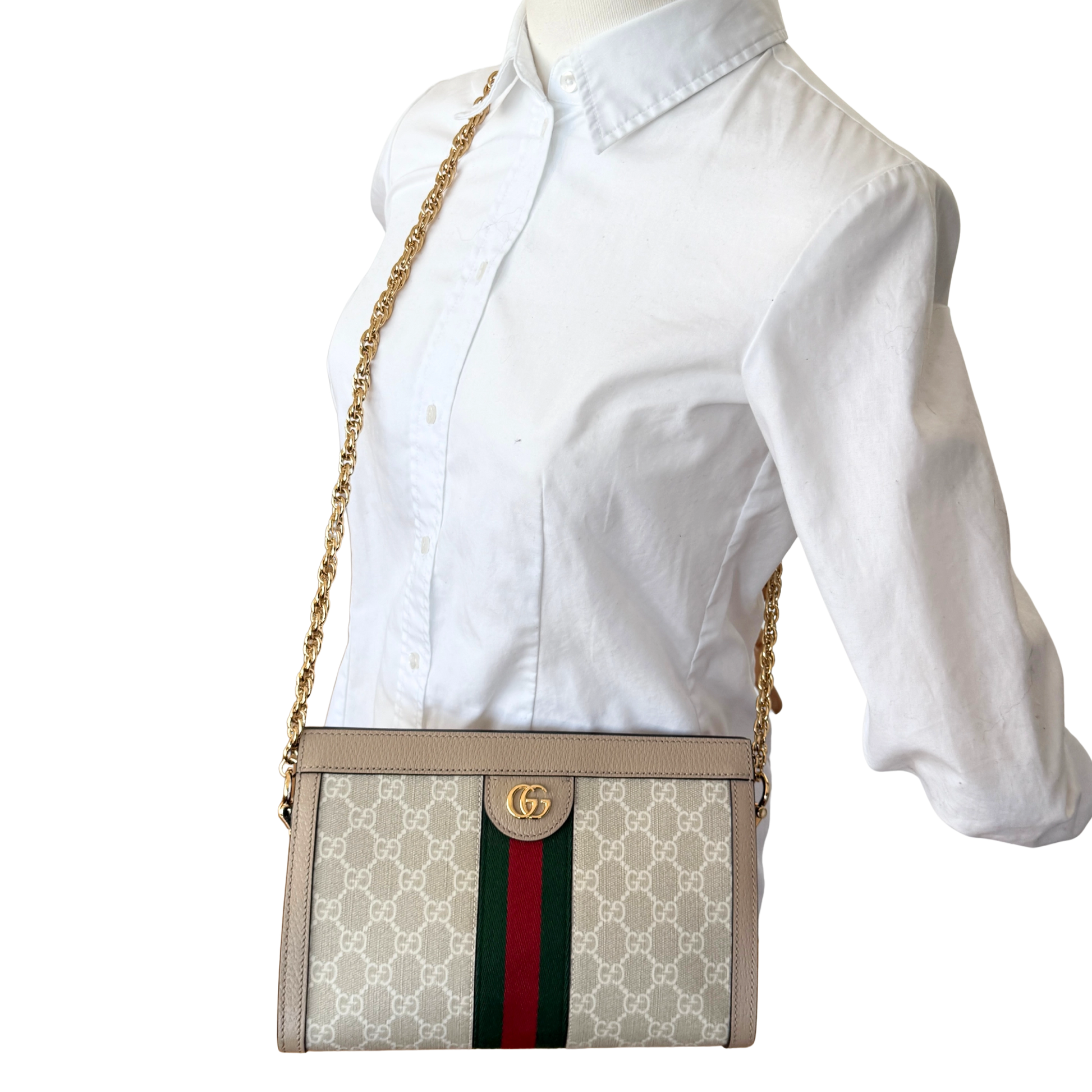 Gucci Ophidia GG Kleine Schultertasche Beige / neuwertig Gucci