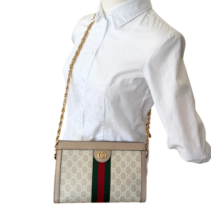 Gucci Ophidia GG Kleine Schultertasche Beige / neuwertig Gucci