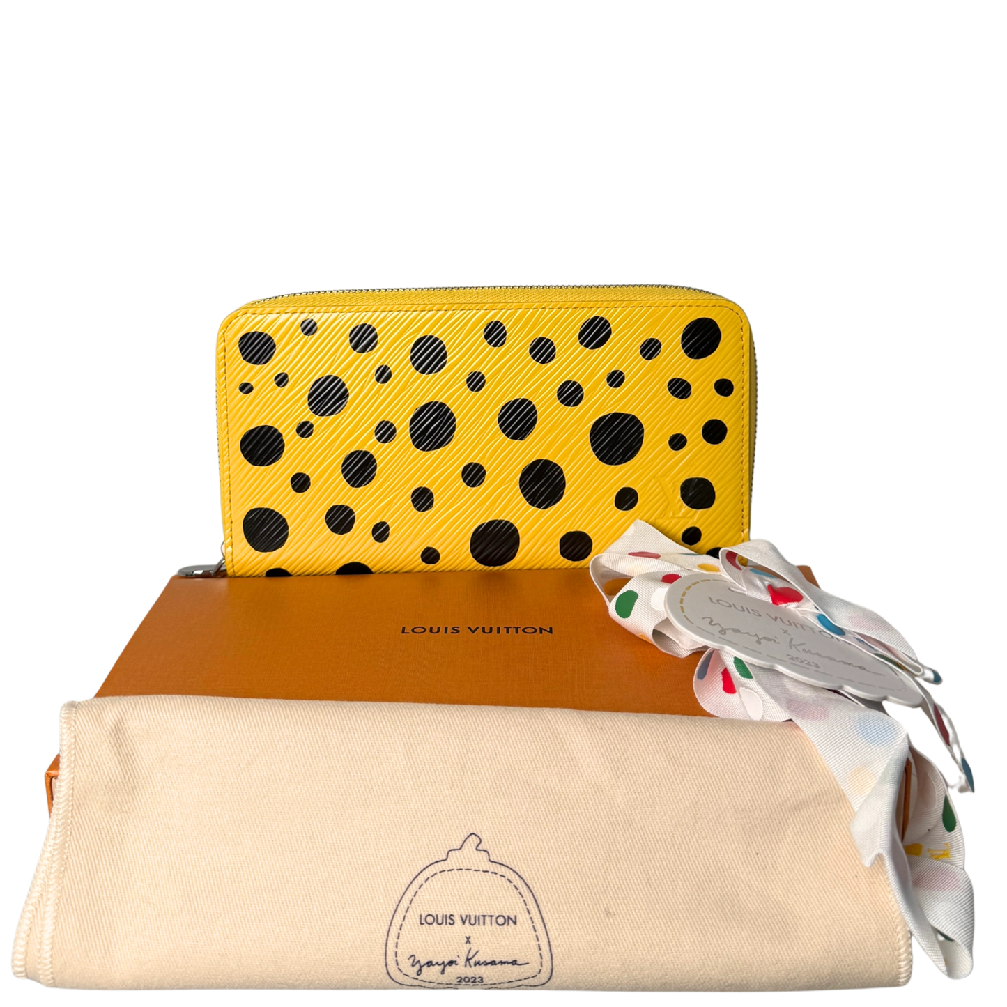 Louis Vuitton x Yayoi Kusama Zip Around Geldbörse in Epi-Leder M81960 Gelb Fullset / neuwertig Louis Vuitton