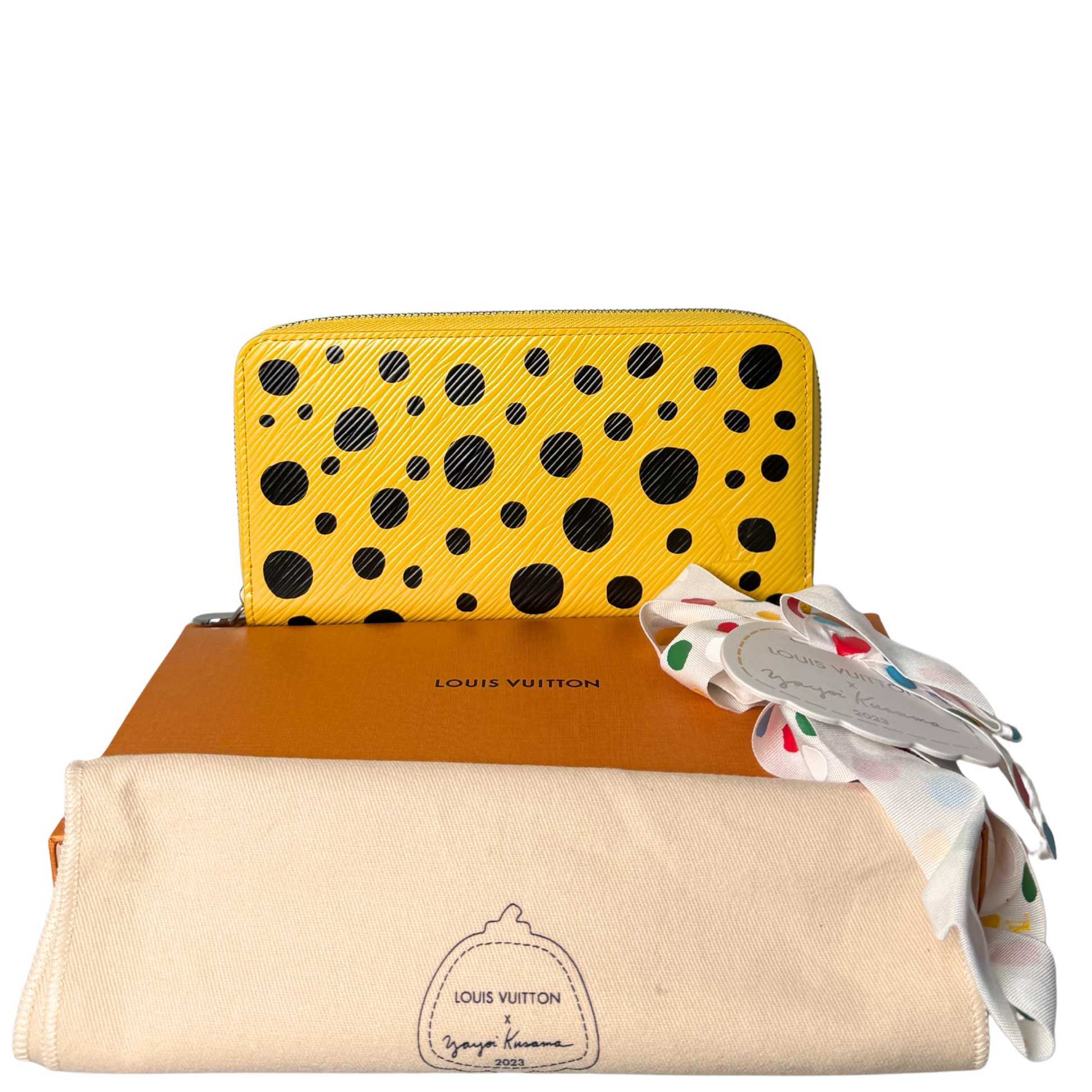 Louis Vuitton x Yayoi Kusama Zip Around Geldbörse in Epi-Leder M81960 Gelb Fullset / neuwertig Louis Vuitton