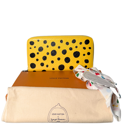 Louis Vuitton x Yayoi Kusama Zip Around Geldbörse in Epi-Leder M81960 Gelb Fullset / neuwertig Louis Vuitton