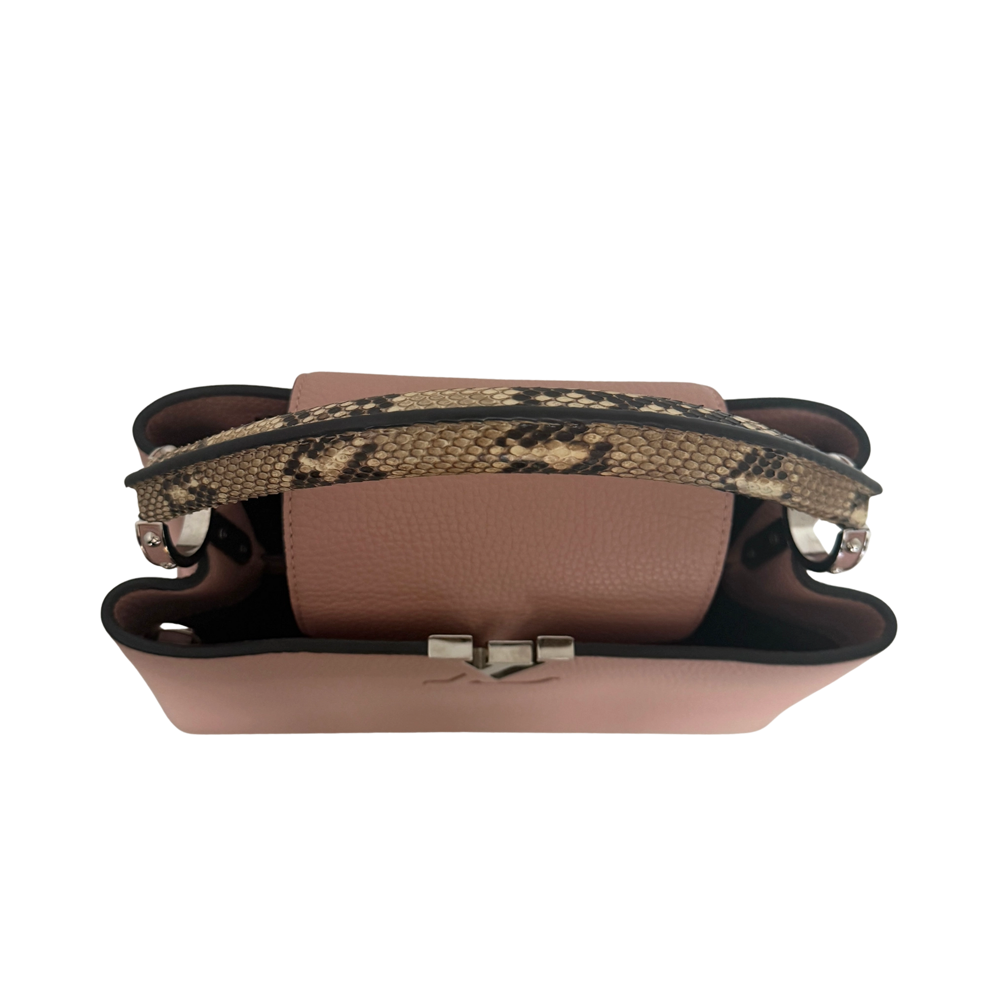 Louis Vuitton Capucines mit Schlangenledergriff Rosa N92801 / neuwertig Louis Vuitton