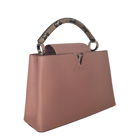 Louis Vuitton Capucines MM mit Schlangenledergriff Rosa N92801 / neuwertig Louis Vuitton