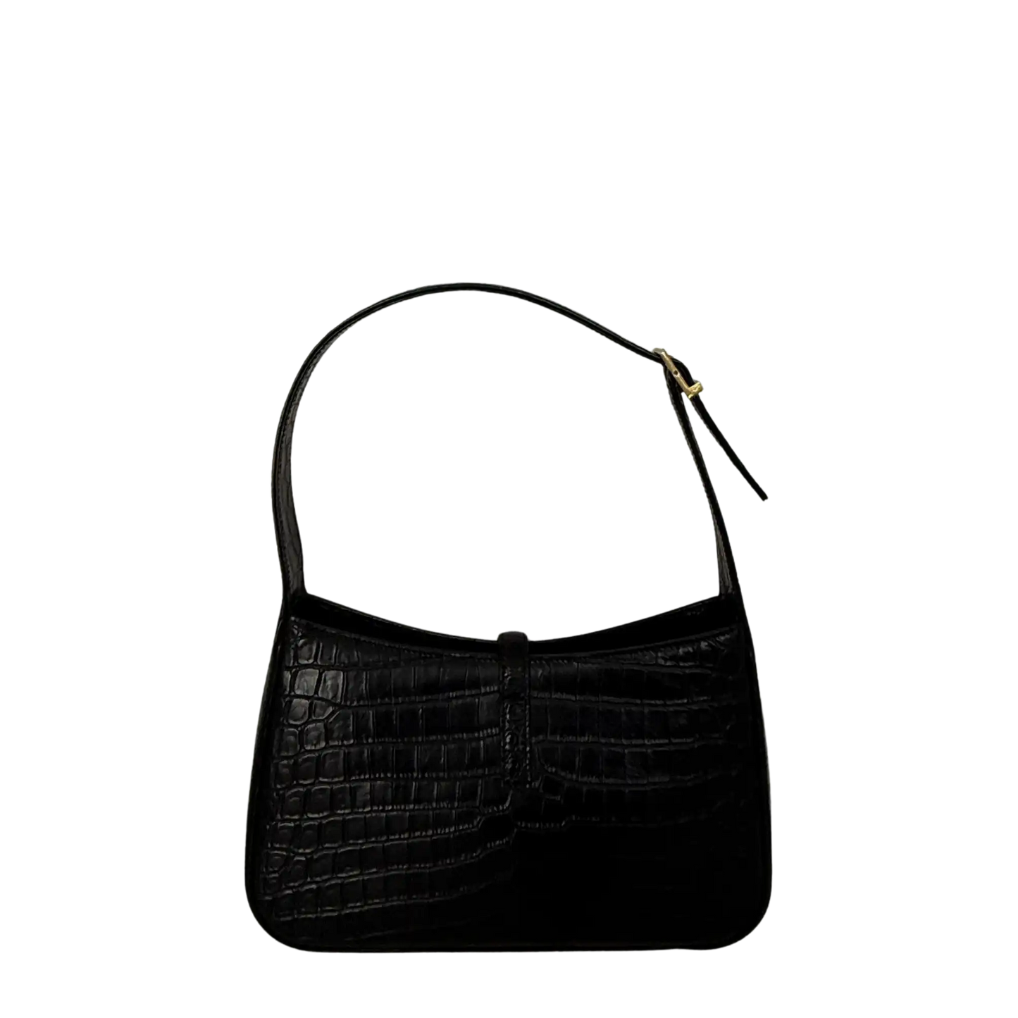 Saint Laurent LE 5 À 7 glänzendes Leder Krokodilprägung Schwarz / sehr gut Saint Laurent
