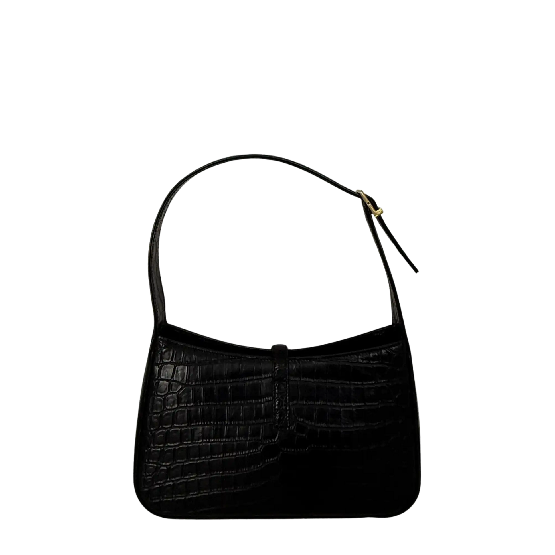 Saint Laurent LE 5 À 7 glänzendes Leder Krokodilprägung Schwarz / sehr gut Saint Laurent