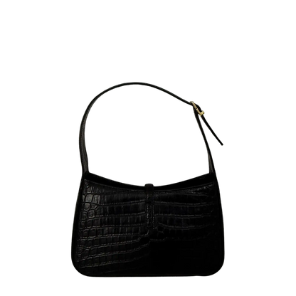 Saint Laurent LE 5 À 7 glänzendes Leder Krokodilprägung Schwarz / sehr gut Saint Laurent
