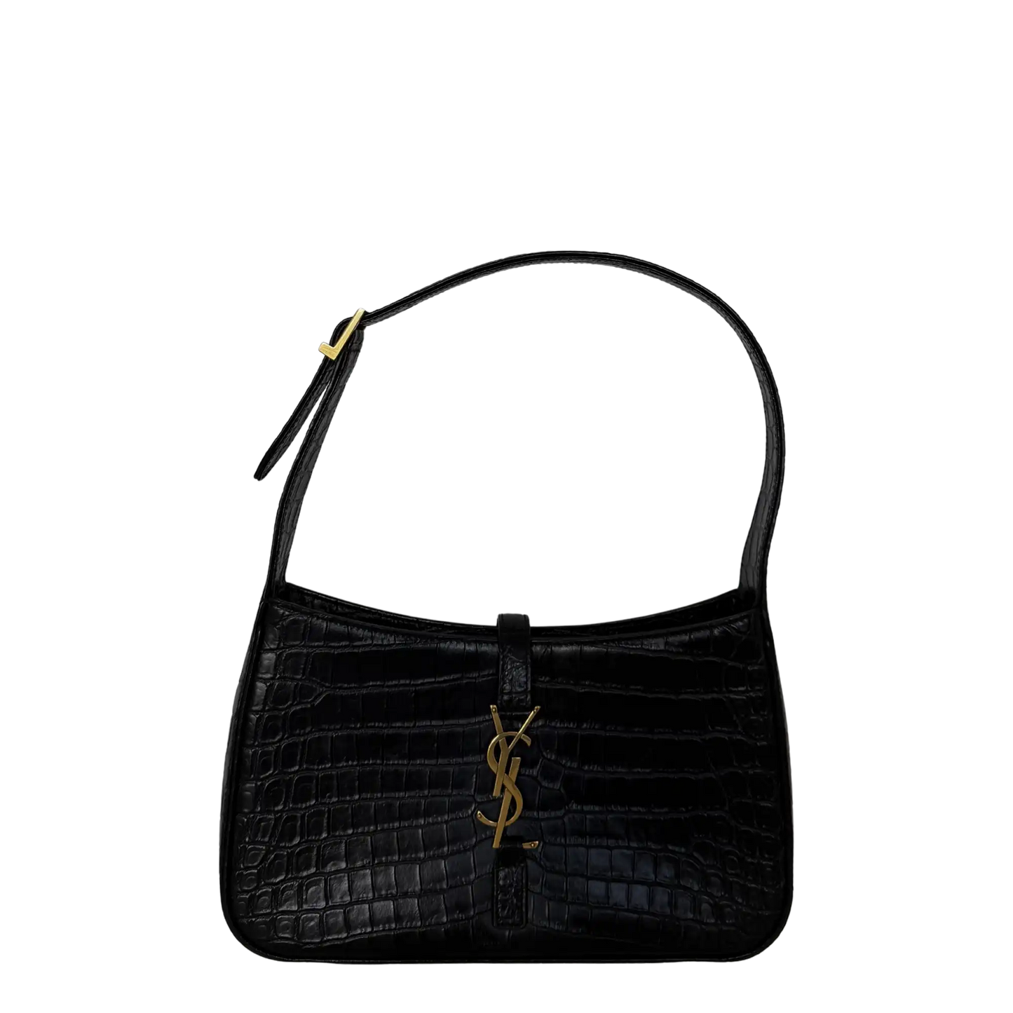 Saint Laurent LE 5 À 7 glänzendes Leder Krokodilprägung Schwarz / sehr gut Saint Laurent