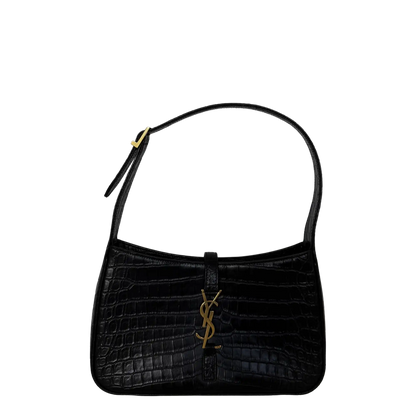 Saint Laurent LE 5 À 7 glänzendes Leder Krokodilprägung Schwarz / sehr gut Saint Laurent