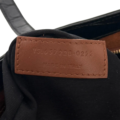 Saint Laurent LE 5 À 7 glänzendes Leder Krokodilprägung Schwarz / sehr gut Saint Laurent