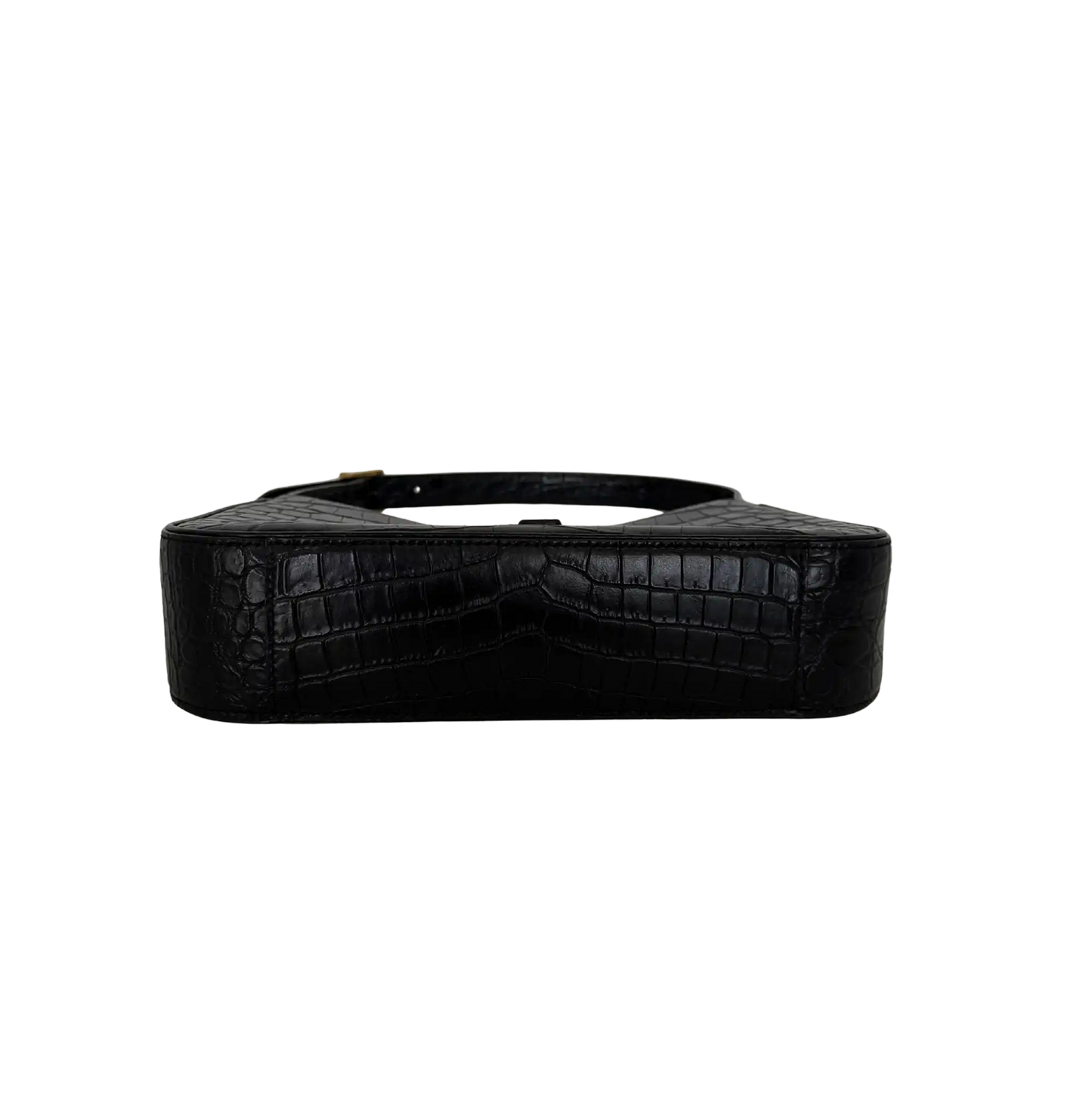 Saint Laurent LE 5 À 7 glänzendes Leder Krokodilprägung Schwarz / sehr gut Saint Laurent