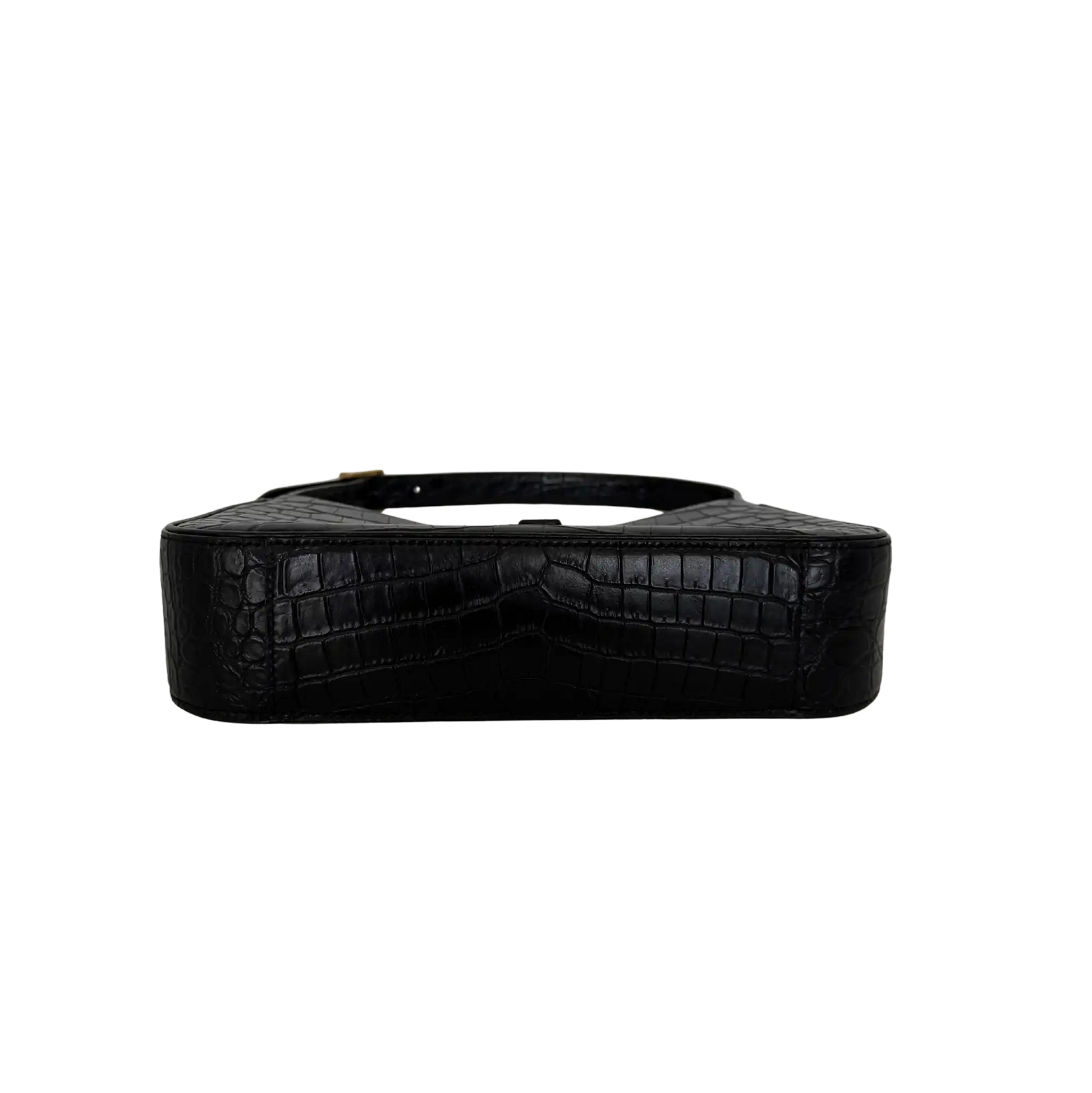 Saint Laurent LE 5 À 7 glänzendes Leder Krokodilprägung Schwarz / sehr gut Saint Laurent
