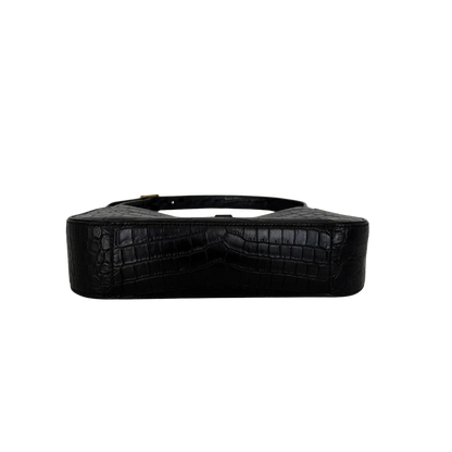 Saint Laurent LE 5 À 7 glänzendes Leder Krokodilprägung Schwarz / sehr gut Saint Laurent