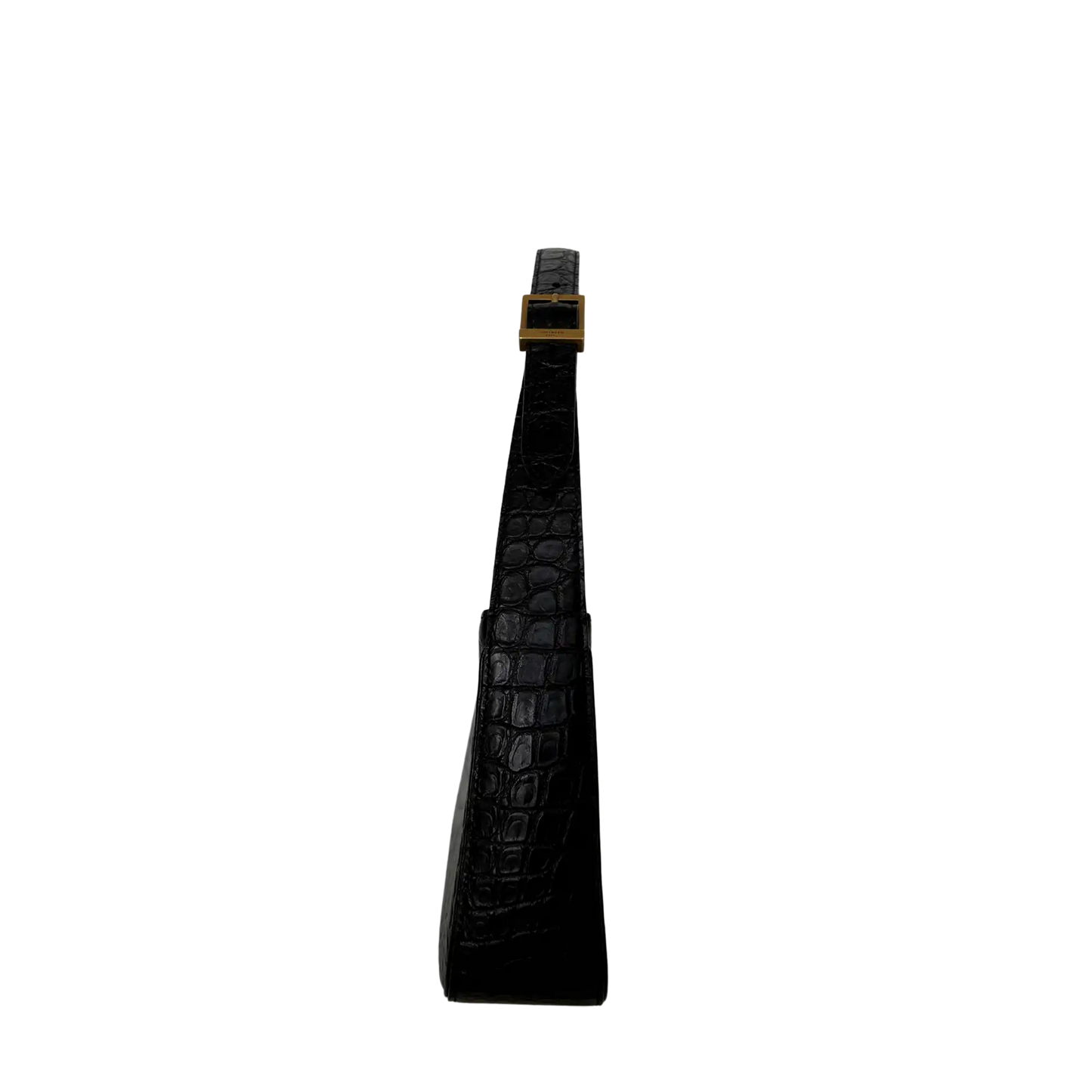 Saint Laurent LE 5 À 7 glänzendes Leder Krokodilprägung Schwarz / sehr gut Saint Laurent