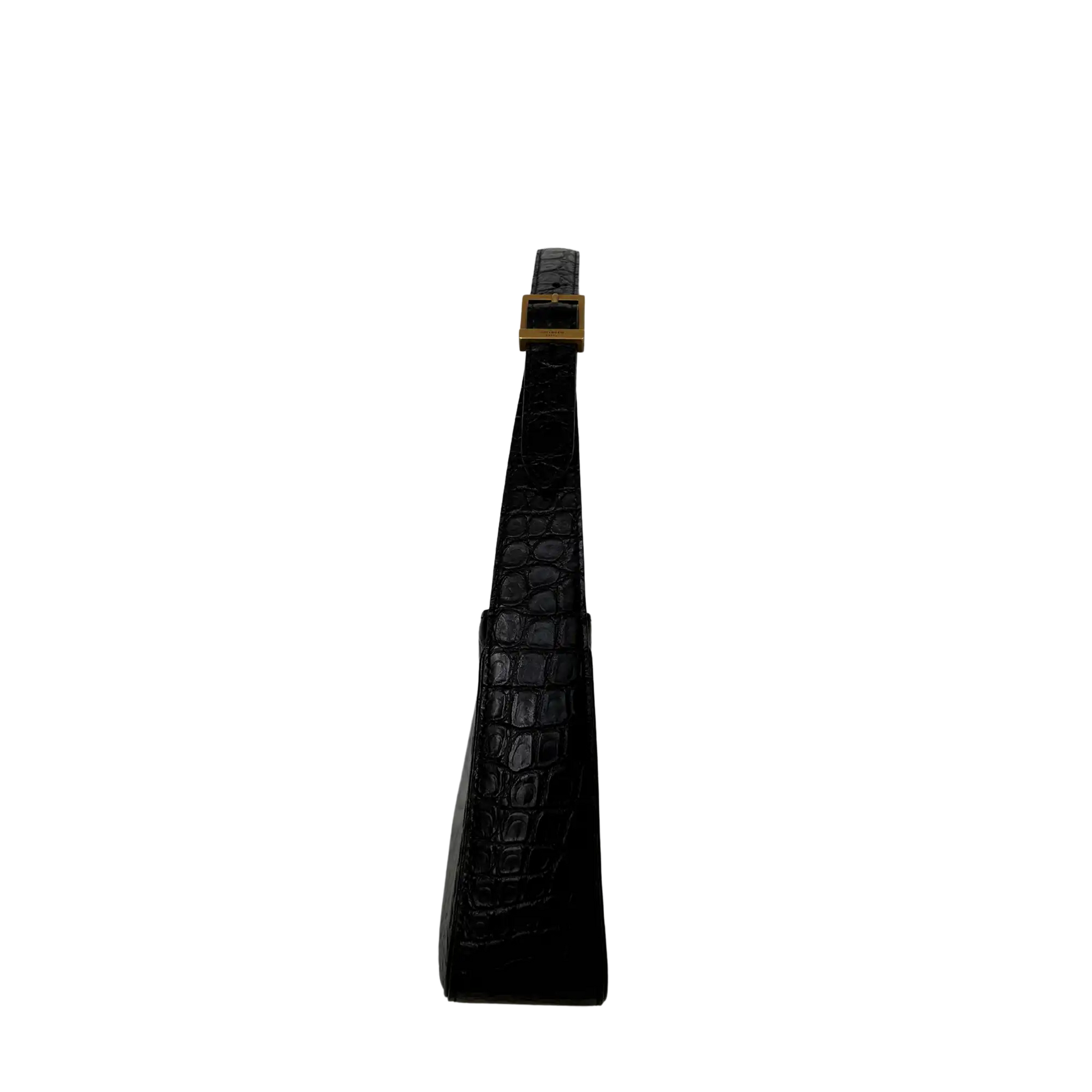 Saint Laurent LE 5 À 7 glänzendes Leder Krokodilprägung Schwarz / sehr gut Saint Laurent
