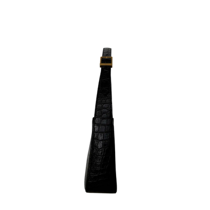 Saint Laurent LE 5 À 7 glänzendes Leder Krokodilprägung Schwarz / sehr gut Saint Laurent