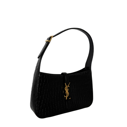 Saint Laurent LE 5 À 7 glänzendes Leder Krokodilprägung Schwarz / sehr gut Saint Laurent