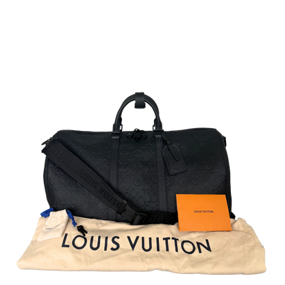 Louis Vuitton Keepall 50 mit Schulterriemen M44810 schwarz / neuwertig Louis Vuitton