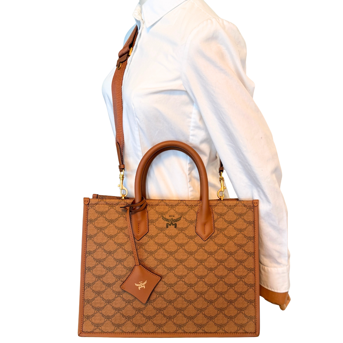 MCM Himmel Tote Bag in Lauretos-Canvas Cognac / neuwertig MCM