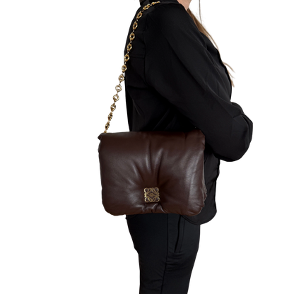 Loewe Goya Puffer Schultertasche dark chocolate / sehr gut Loewe