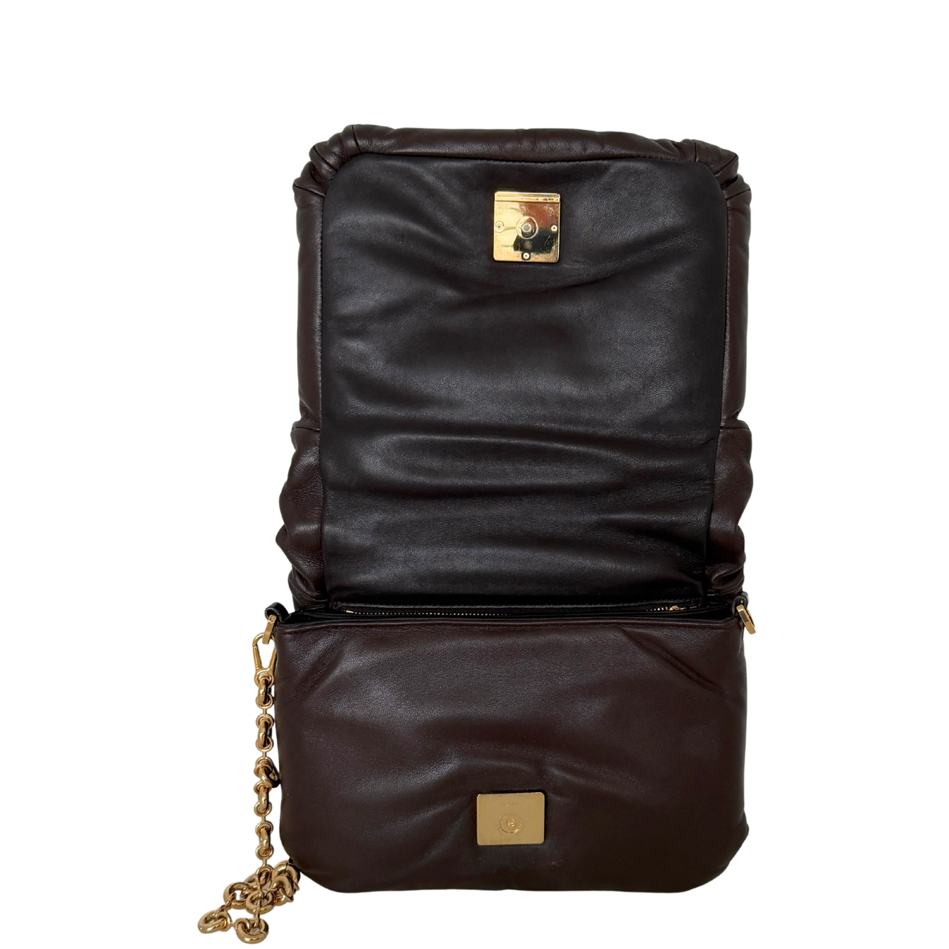 Loewe Goya Puffer Schultertasche dark chocolate / sehr gut Loewe
