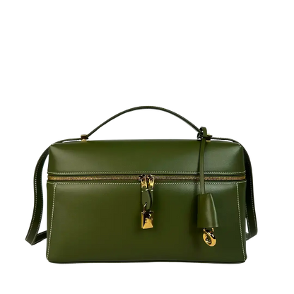 Loro Piana Extra Bag L27 glattes Kalbsleder Dark Lichen Green (50OM) / neuwertig Loro Piano