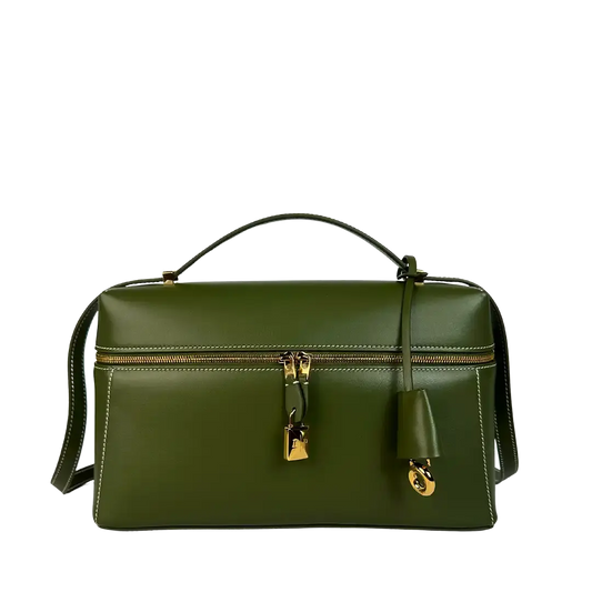 Loro Piana Extra Bag L27 glattes Kalbsleder Dark Lichen Green (50OM) / neuwertig Loro Piano