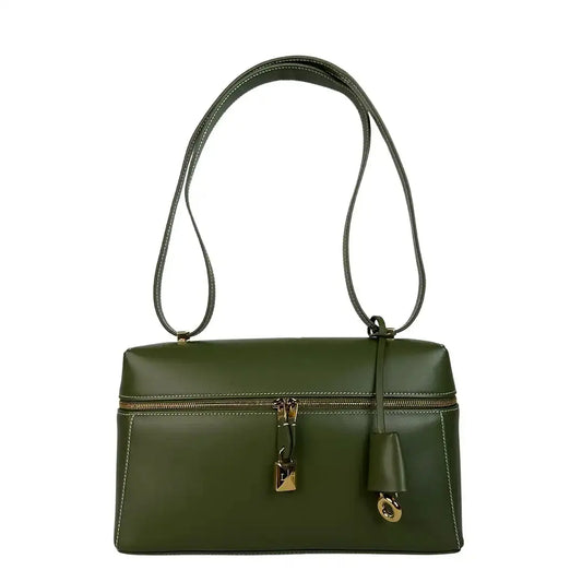 Loro Piana Extra Bag L27 glattes Kalbsleder Dark Lichen Green (50OM) / neuwertig Loro Piano