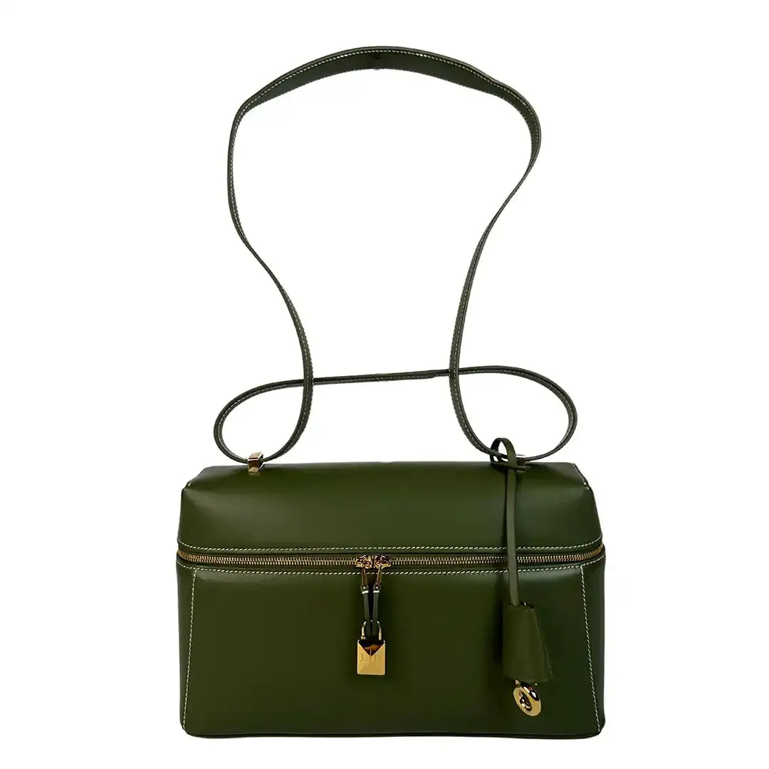 Loro Piana Extra Bag L27 glattes Kalbsleder Dark Lichen Green (50OM) / neuwertig Loro Piano