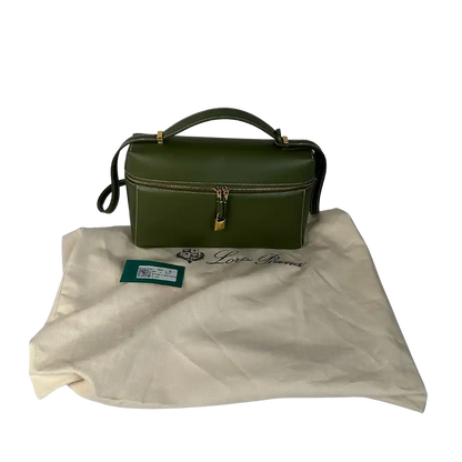 Loro Piana Extra Bag L27 glattes Kalbsleder Dark Lichen Green (50OM) / neuwertig Loro Piano