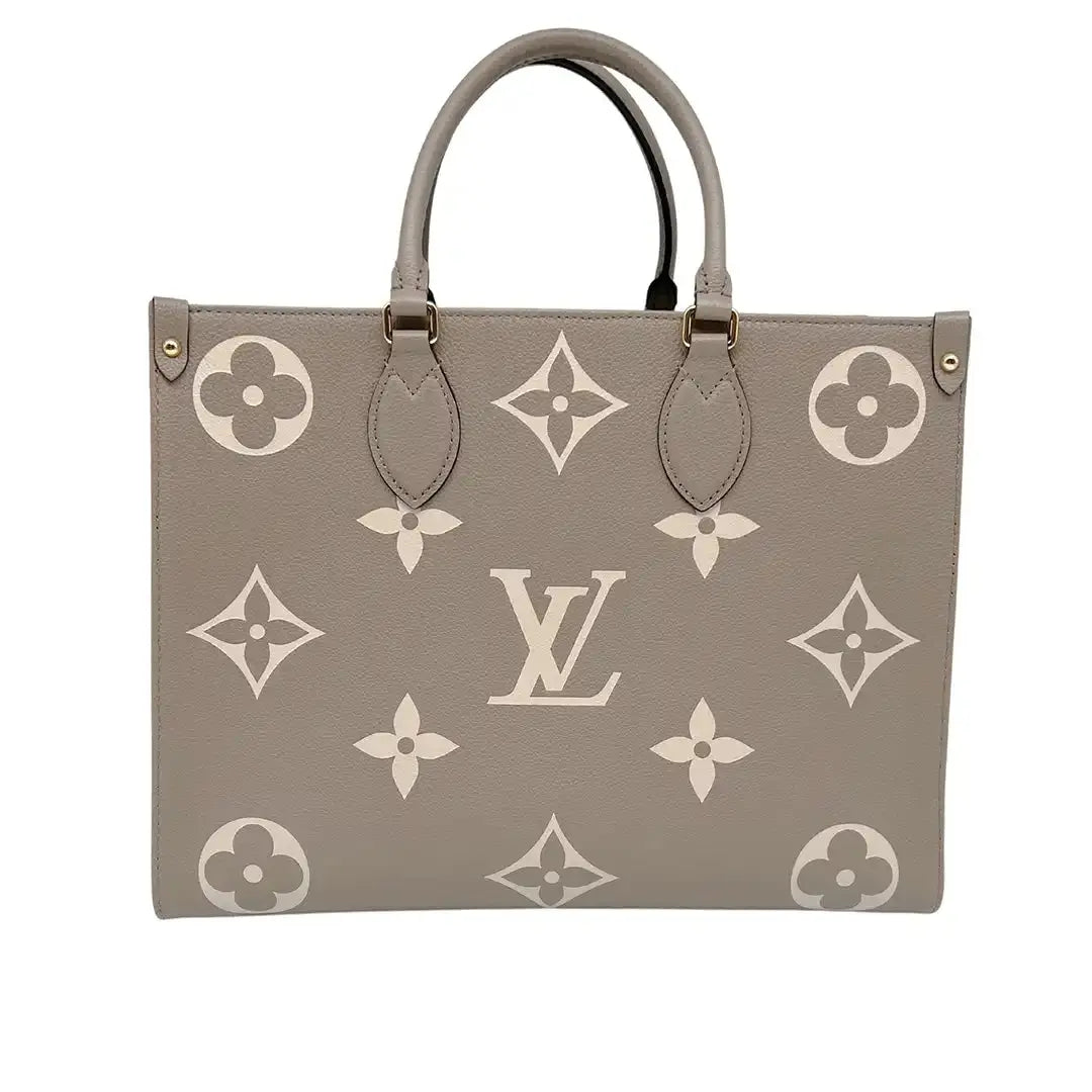 Louis Vuitton Onthego MM mittelgroß Tourterelle / Creme Empreinte Leder Fullset / wie neu - Echtheitscheck