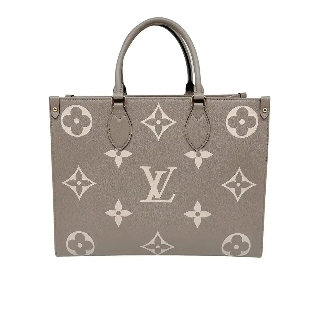 Louis Vuitton Onthego MM mittelgroß Tourterelle / Creme Empreinte Leder Fullset / wie neu - Echtheitscheck
