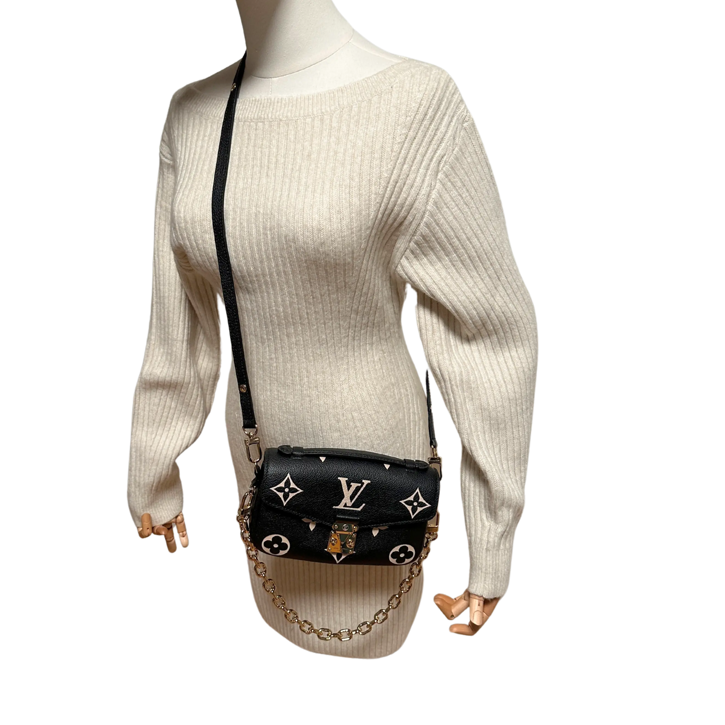 Louis Vuitton Pochette Métis East West Empreinte Leder schwarz / beige M46596 Fullset / neuwertig Louis Vuitton