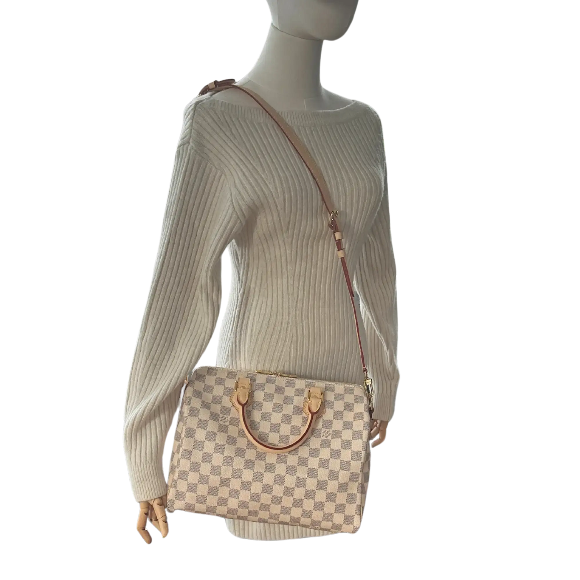 Louis Vuitton Speedy 30 Bandouliere Damier Azur Fullset / ungetragen Louis Vuitton