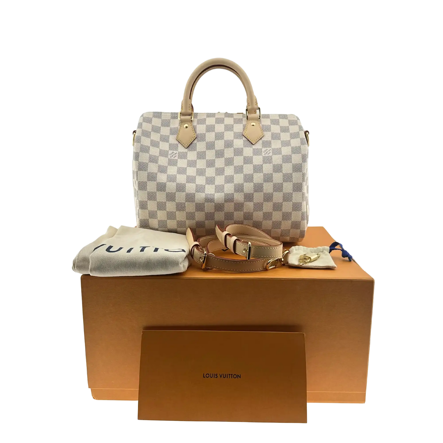Louis Vuitton Speedy 30 Bandouliere Damier Azur Fullset / ungetragen Louis Vuitton