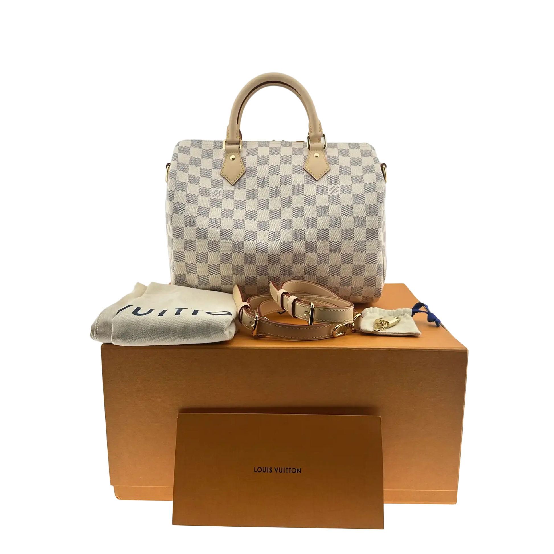 Louis Vuitton Speedy 30 Bandouliere Damier Azur Fullset / ungetragen Louis Vuitton