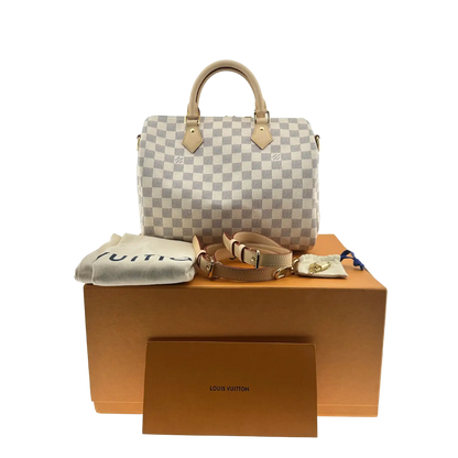 Louis Vuitton Speedy 30 Bandouliere Damier Azur Fullset / ungetragen Louis Vuitton