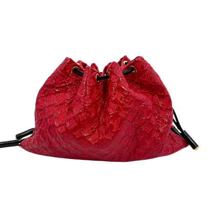 Louis Vuitton Squishy Tote Bag mit Kordelzug Monogram Vinyl rot M95257 / sehr gut Louis Vuitton